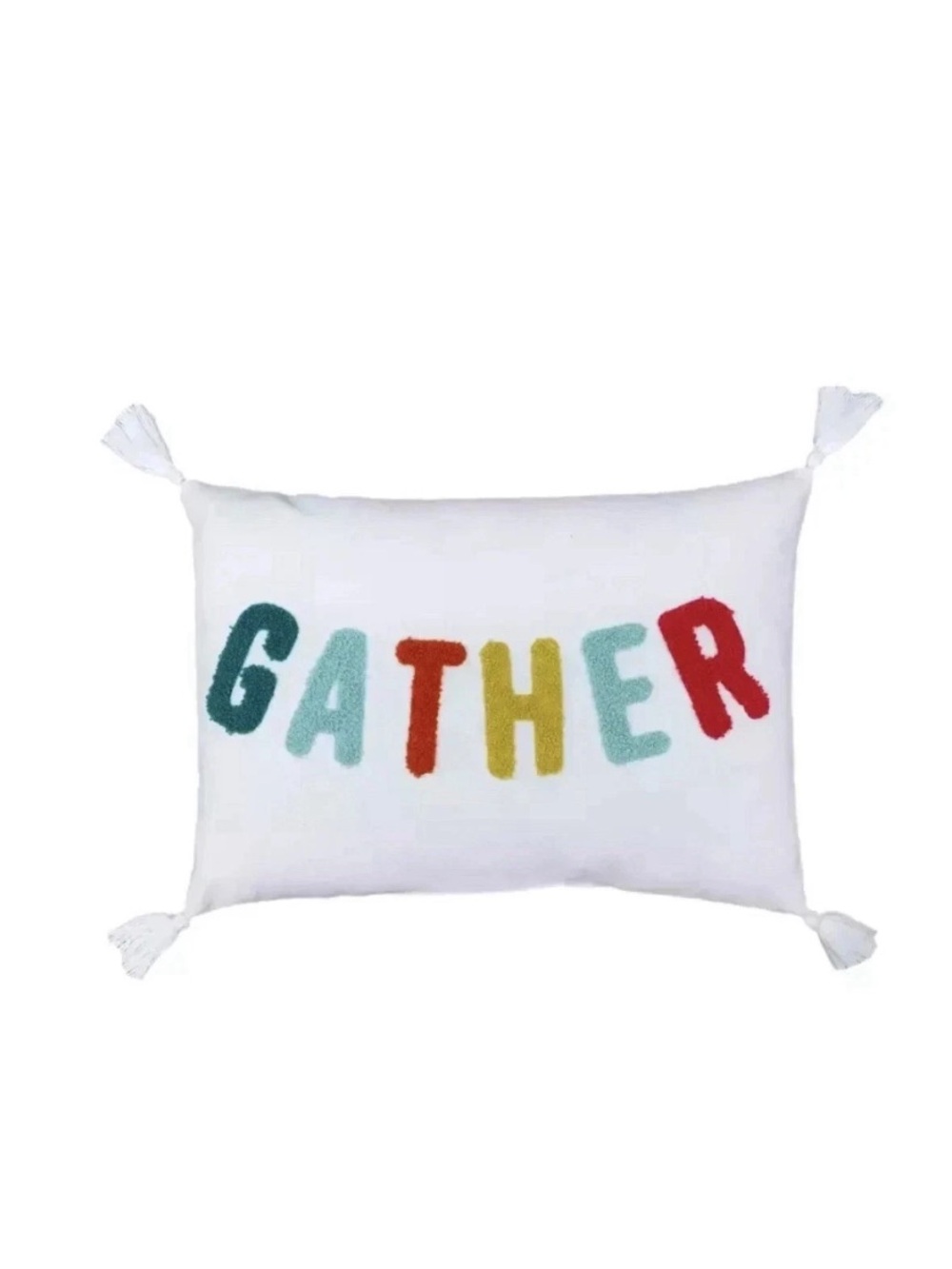 Target White 'Gather' Accent Pillow with Multicolor Letters set of 2